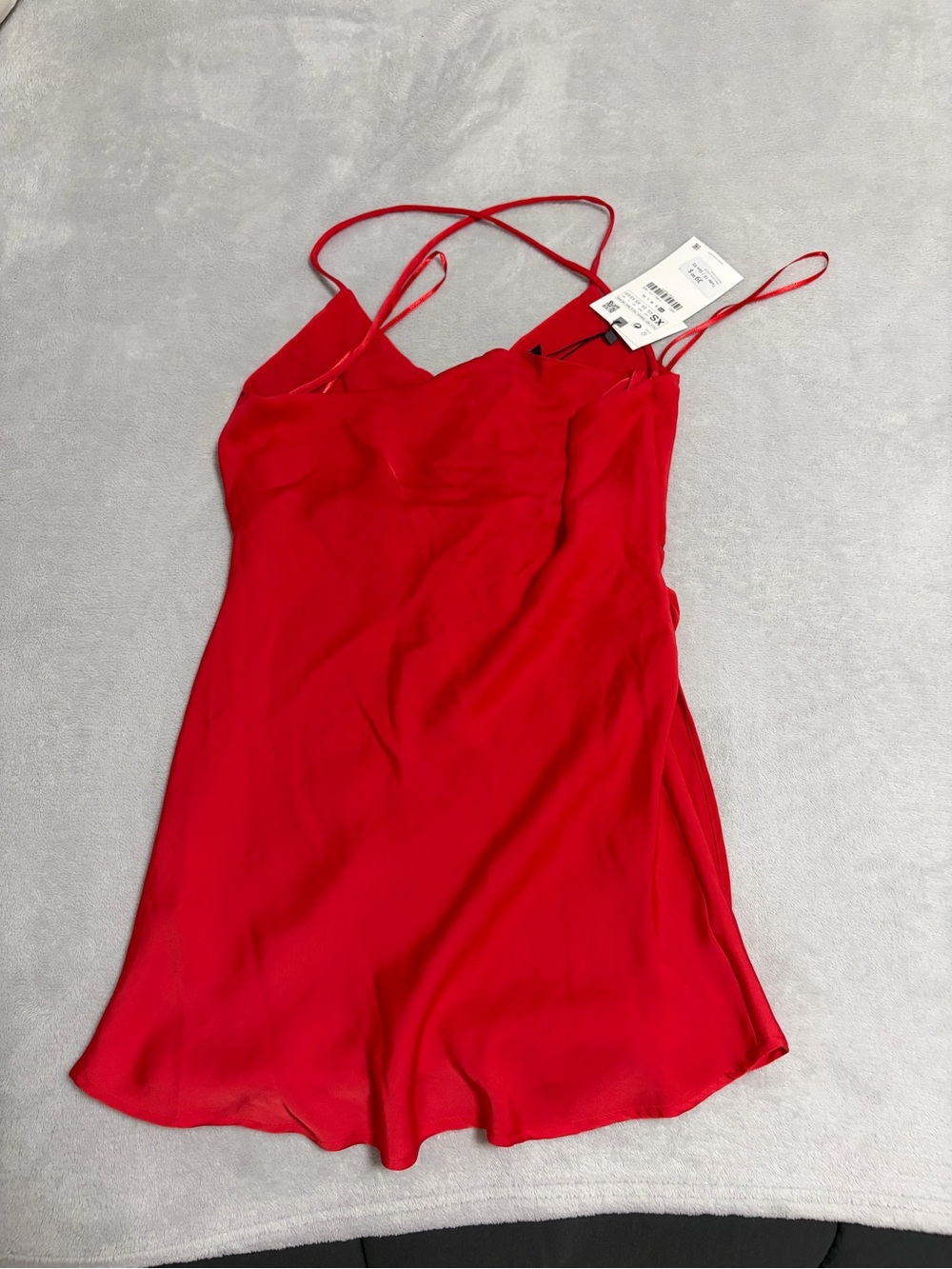 Zara Red Slip Mini Dress with Spaghetti Straps - Picture 2 of 3